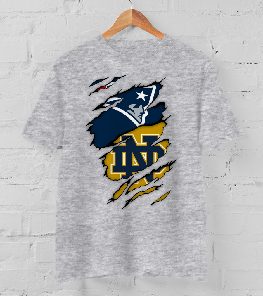 Notre Dame Fighting Irish Patriots Logo Mashup T-Shirt