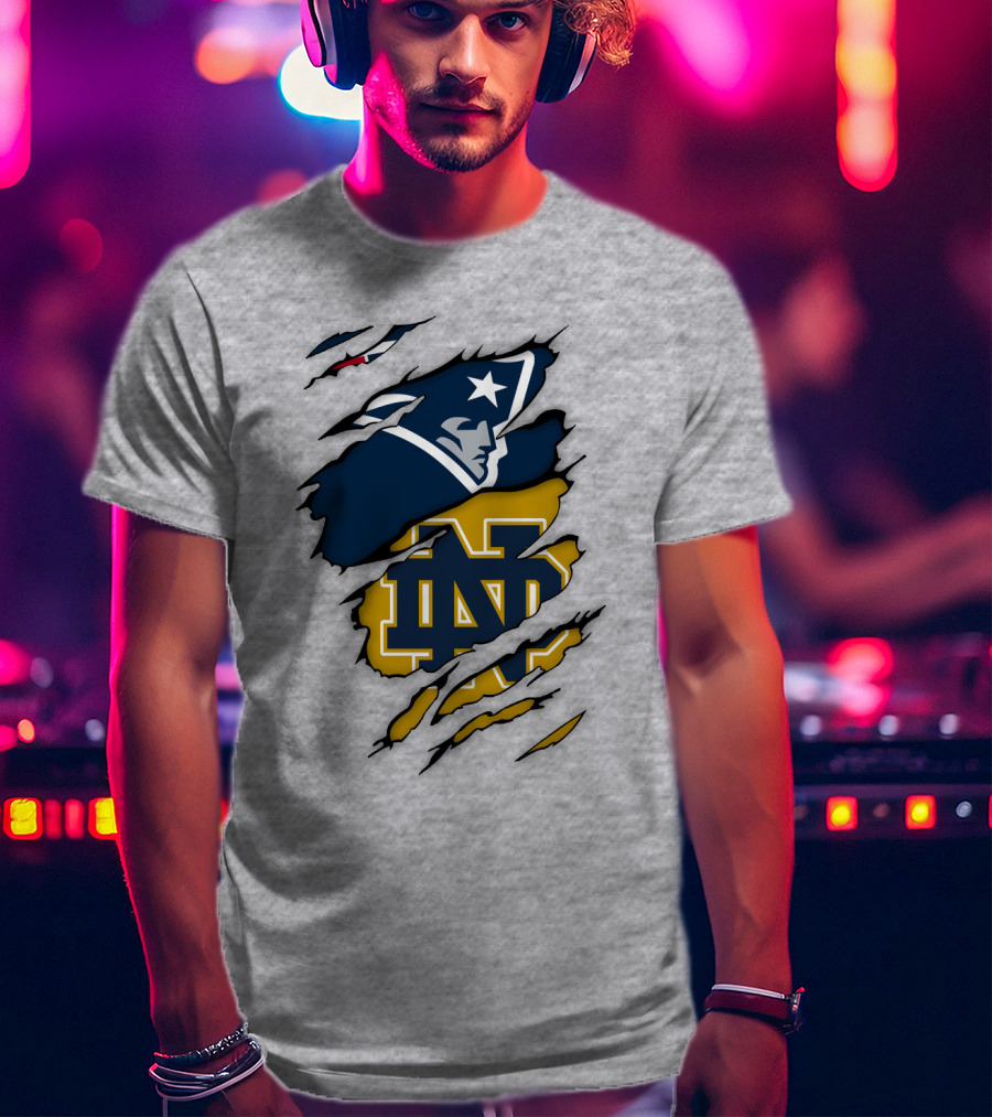 Notre Dame Fighting Irish Patriots Logo Mashup T-Shirt