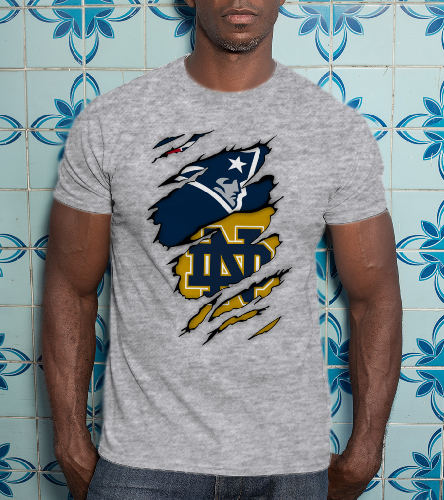 Notre Dame Fighting Irish Patriots Logo Mashup T-Shirt