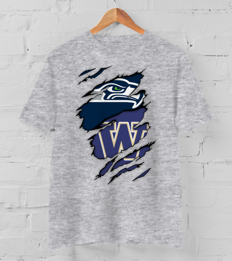 Seahawks University Of Washington Huskies Logo Fusion T-Shirt