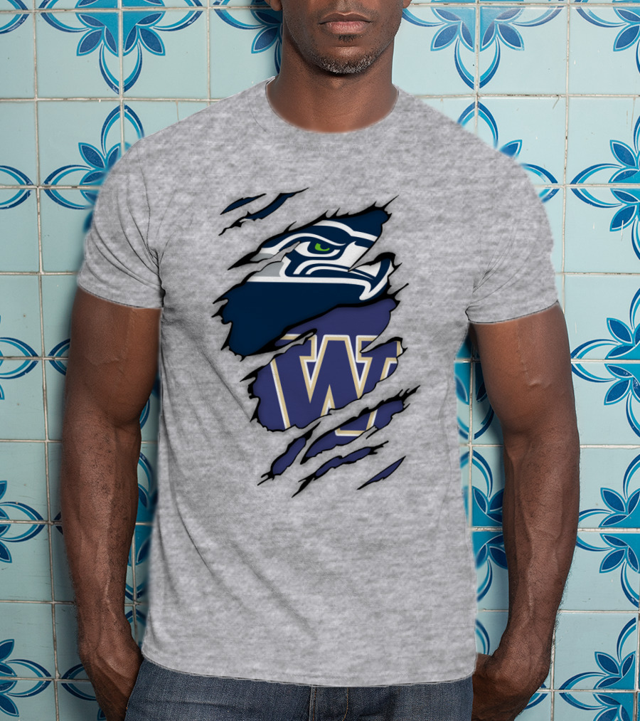 Seahawks University Of Washington Huskies Logo Fusion T-Shirt