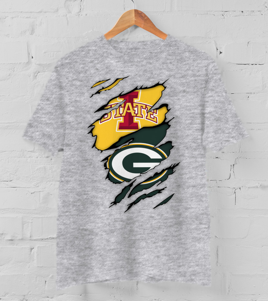 Green Bay Packers Iowa State Cyclones Torn Ripped Claw Marks T-Shirt