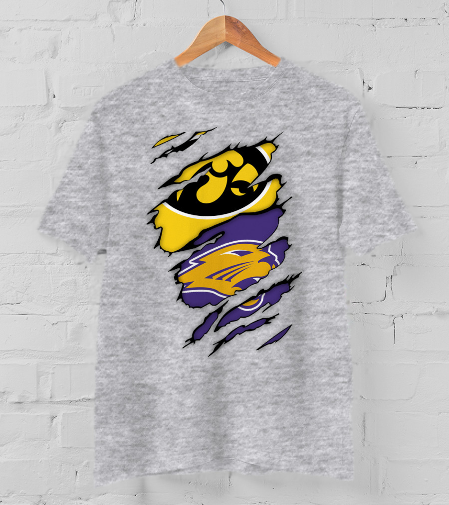 Northern Iowa Panthers Iowa Hawkeyes Dual Logo Fusion T-Shirt