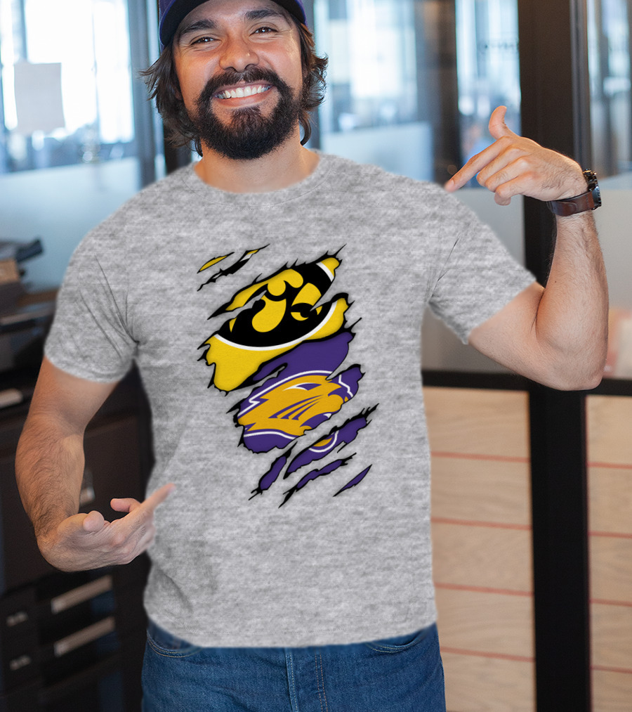 Northern Iowa Panthers Iowa Hawkeyes Dual Logo Fusion T-Shirt