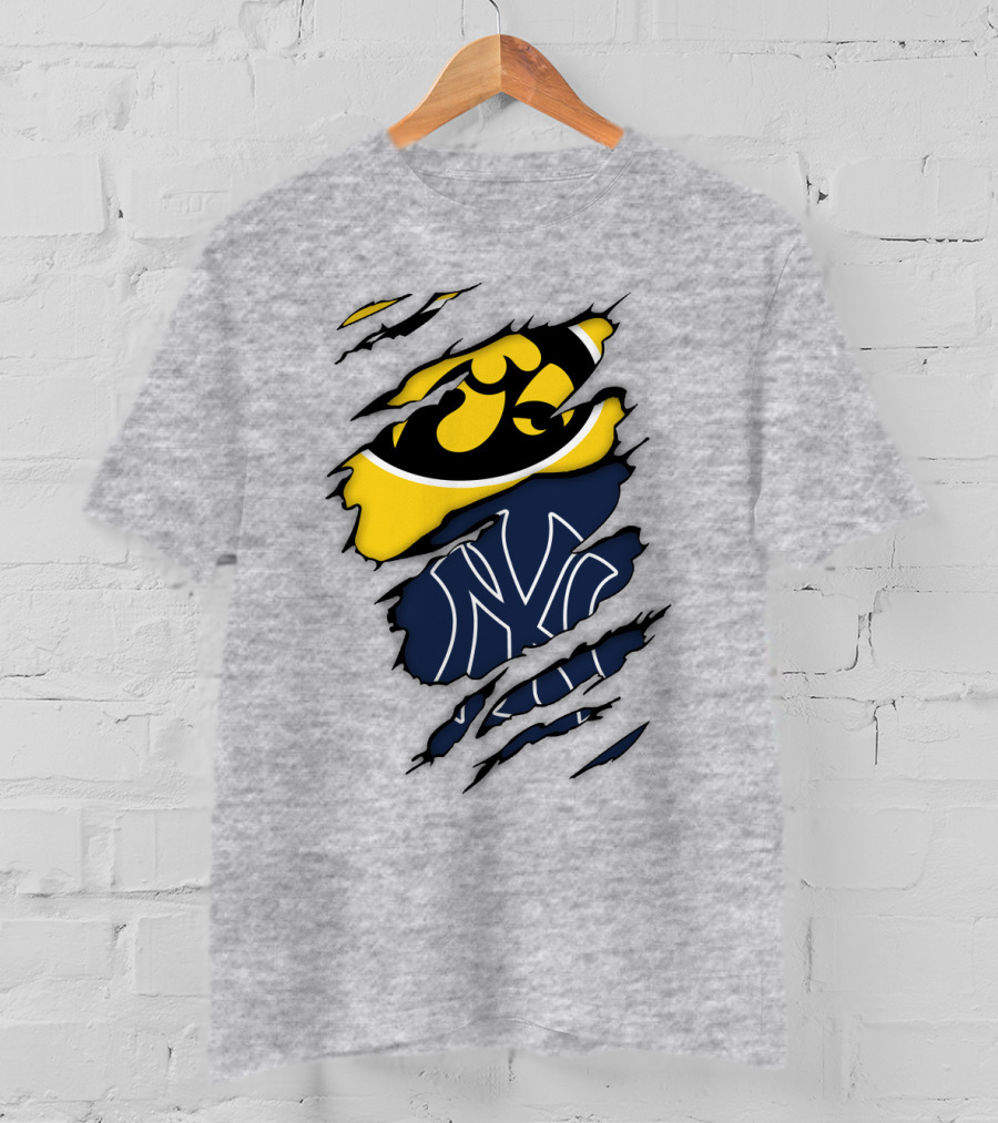 New York Yankees Iowa Hawkeyes Claw Marks T-Shirt
