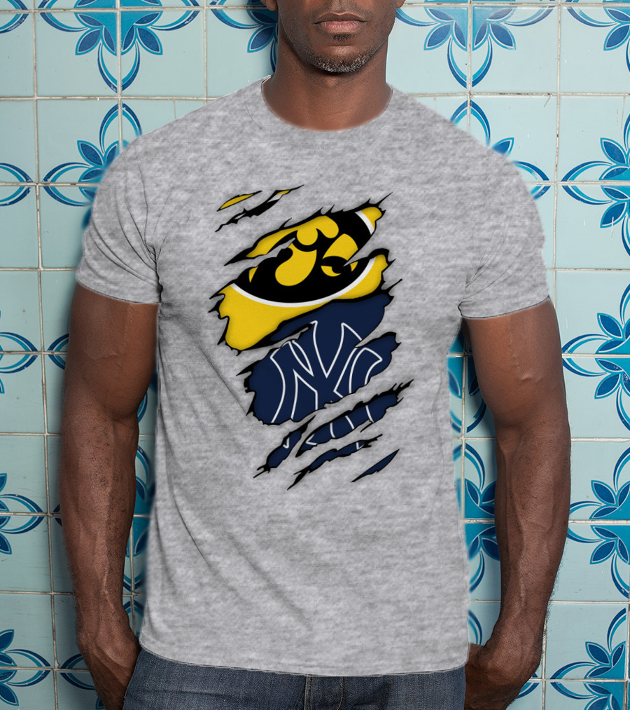 New York Yankees Iowa Hawkeyes Claw Marks T-Shirt