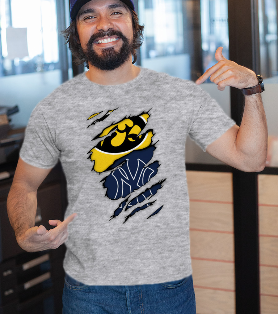 New York Yankees Iowa Hawkeyes Claw Marks T-Shirt