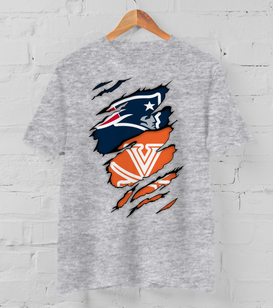 New England Patriots Virginia Cavaliers Dual Logo Fan T-Shirt