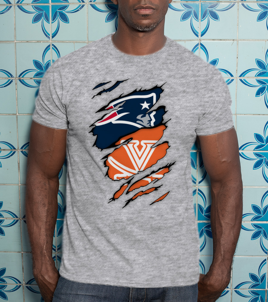 New England Patriots Virginia Cavaliers Dual Logo Fan T-Shirt
