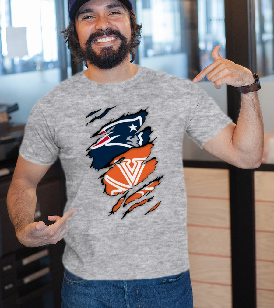 New England Patriots Virginia Cavaliers Dual Logo Fan T-Shirt