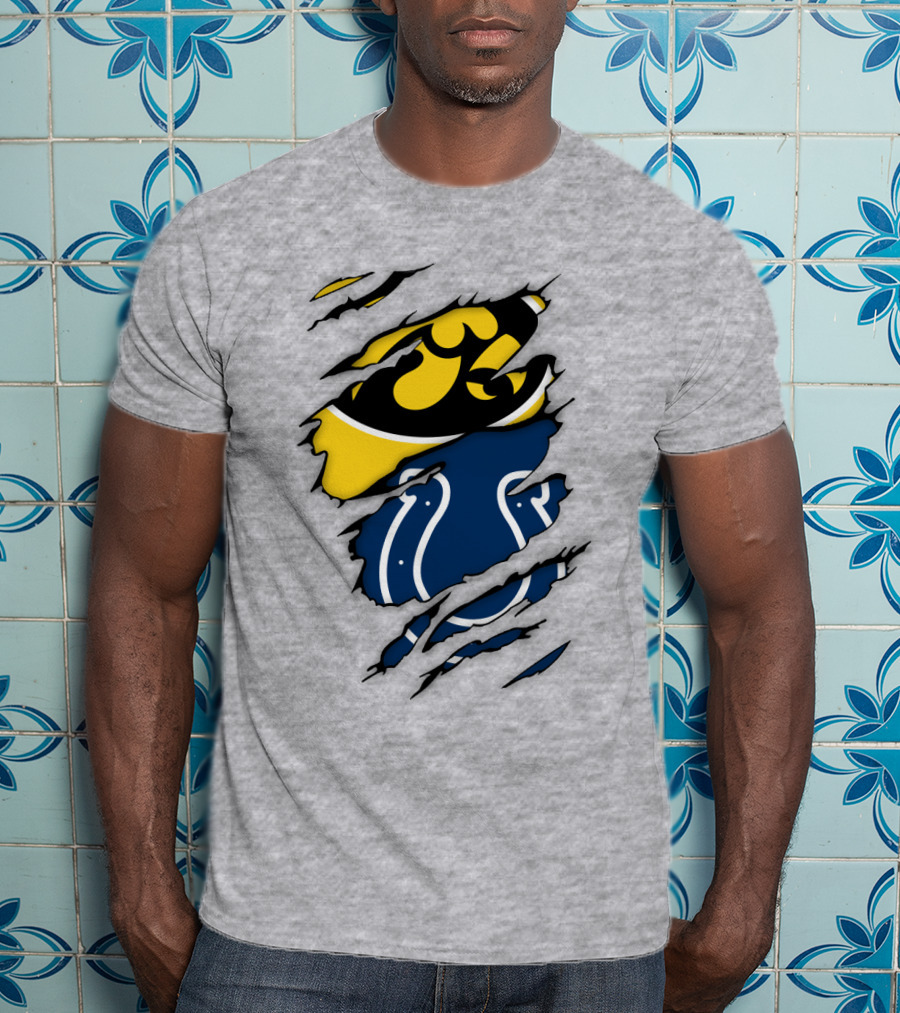 Indianapolis Colts Iowa Hawkeyes Logo Mashup T-Shirt