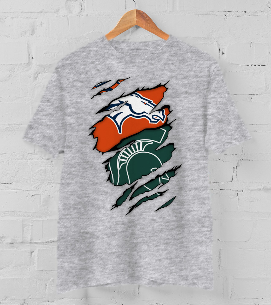 Denver Broncos Michigan State Spartan Helmet T-Shirt