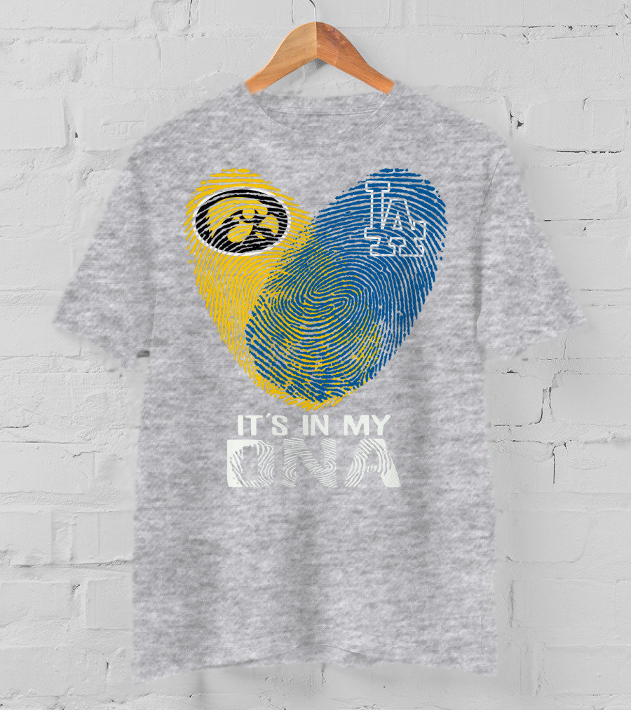 It's In My DNA Los Angeles Dodgers Iowa Hawkeye Fingerprint T-Shirt