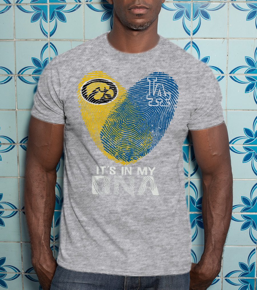 It's In My DNA Los Angeles Dodgers Iowa Hawkeye Fingerprint T-Shirt