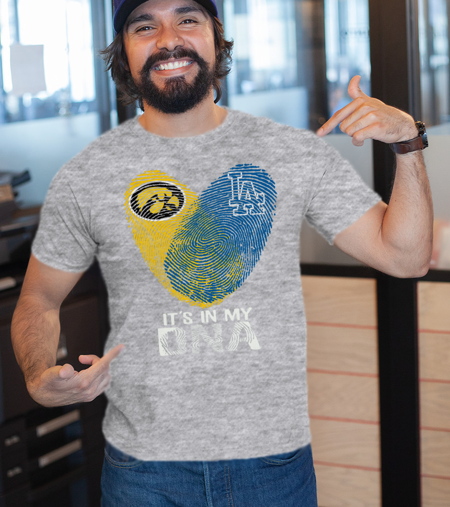 It's In My DNA Los Angeles Dodgers Iowa Hawkeye Fingerprint T-Shirt