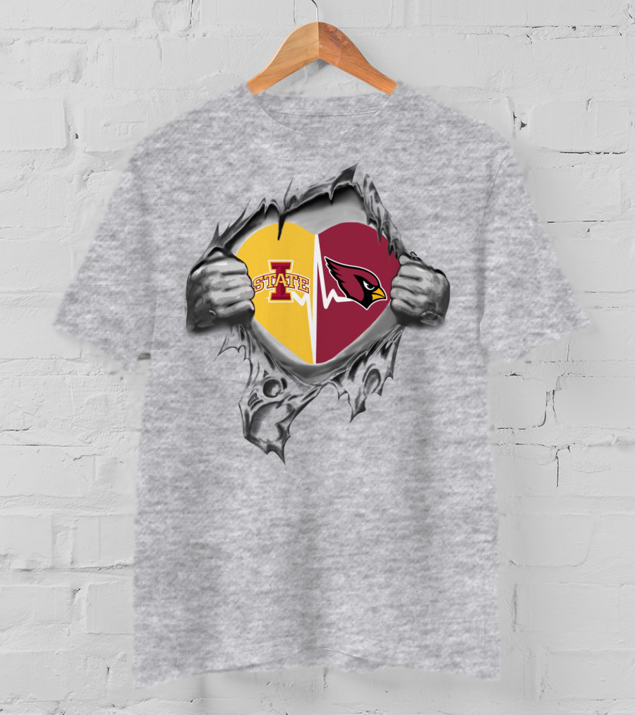 Iowa State Cyclones Arizona Cardinals Heart Fusion T-Shirt