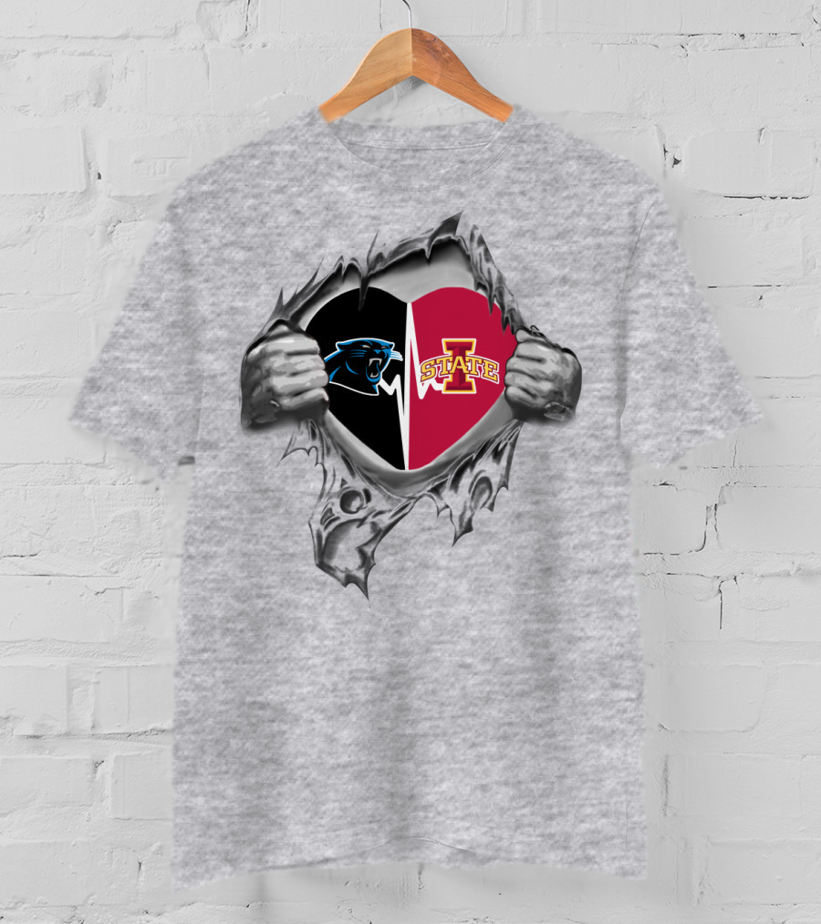 Iowa State Cyclones Carolina Panthers Heart T-Shirt