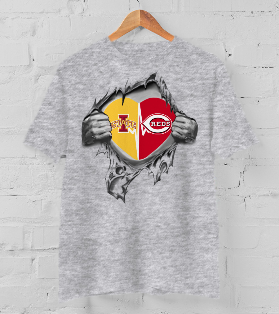 Iowa State Reds Heart Torn Open T-Shirt