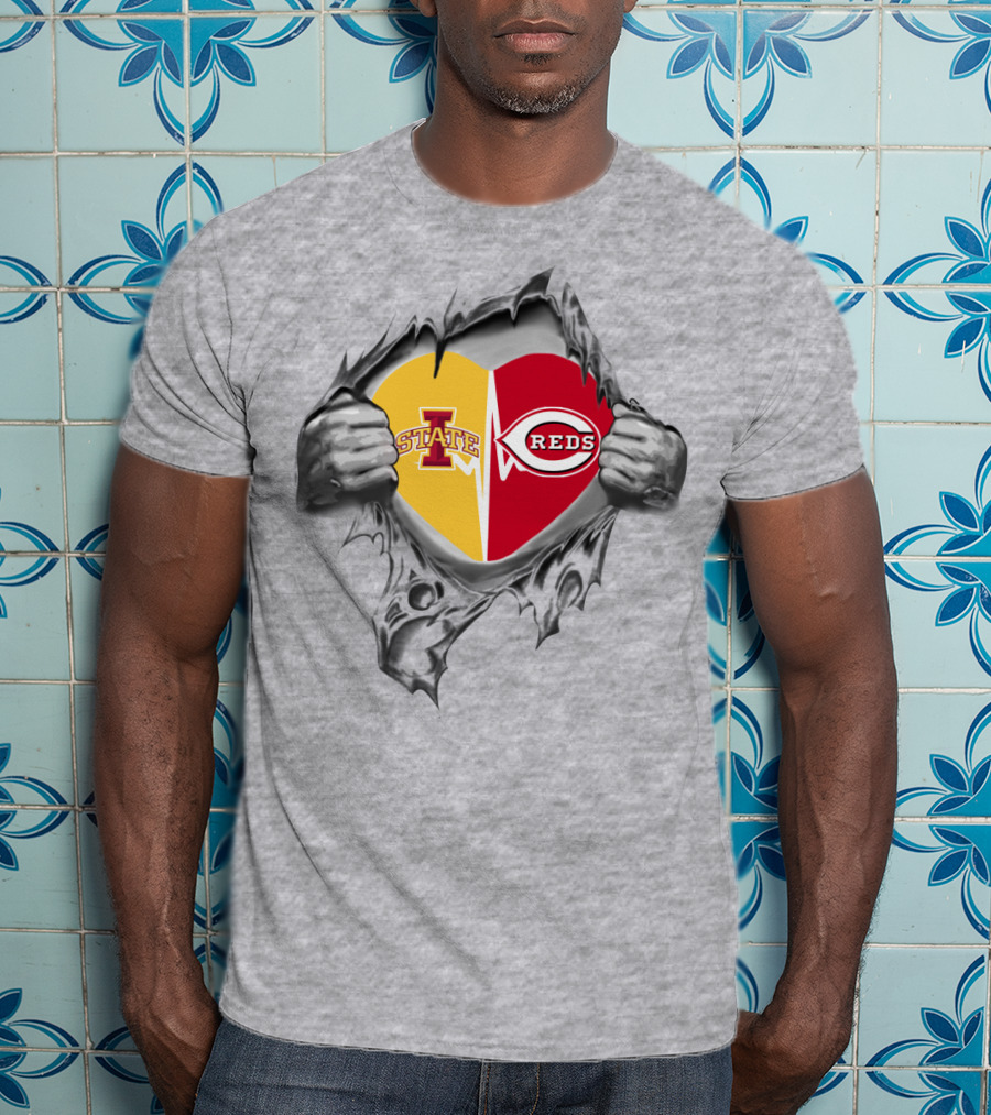 Iowa State Reds Heart Torn Open T-Shirt