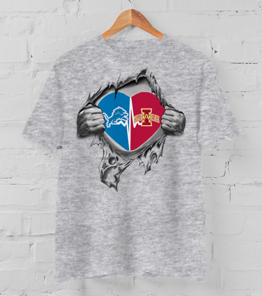 Detroit Lions Iowa State Heart Logo Integration T-Shirt