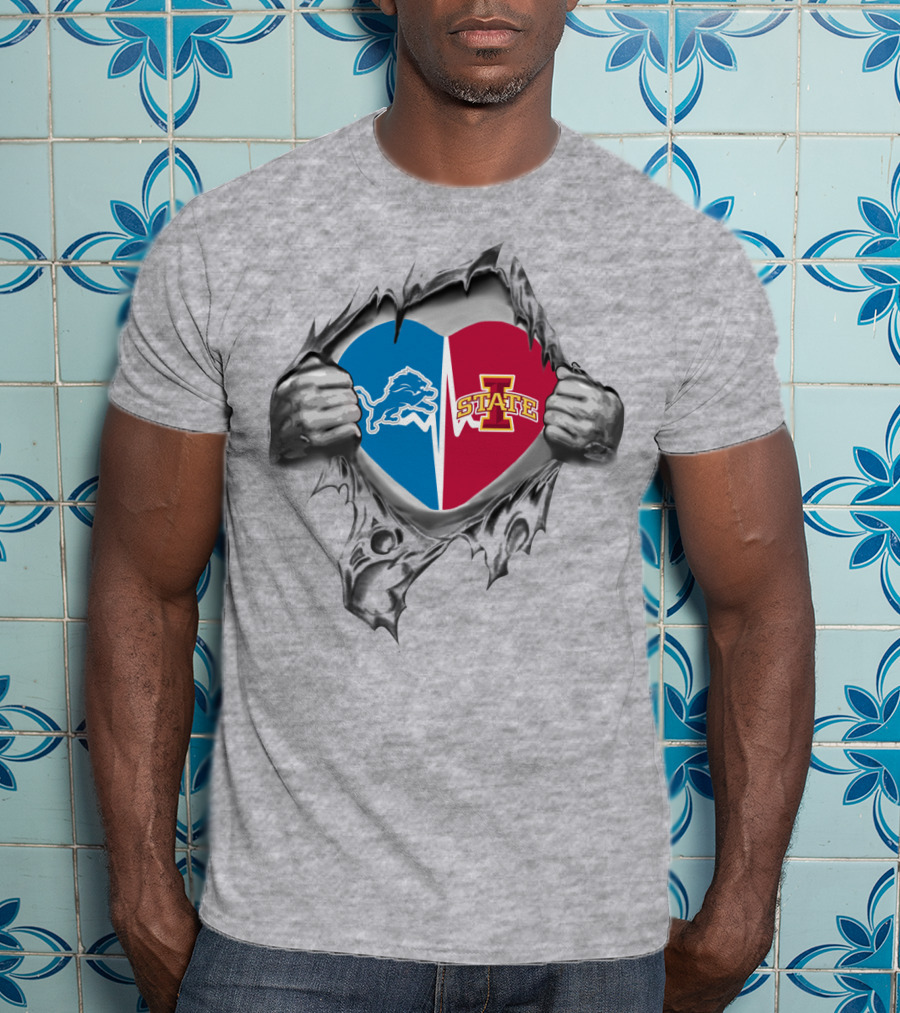 Detroit Lions Iowa State Heart Logo Integration T-Shirt