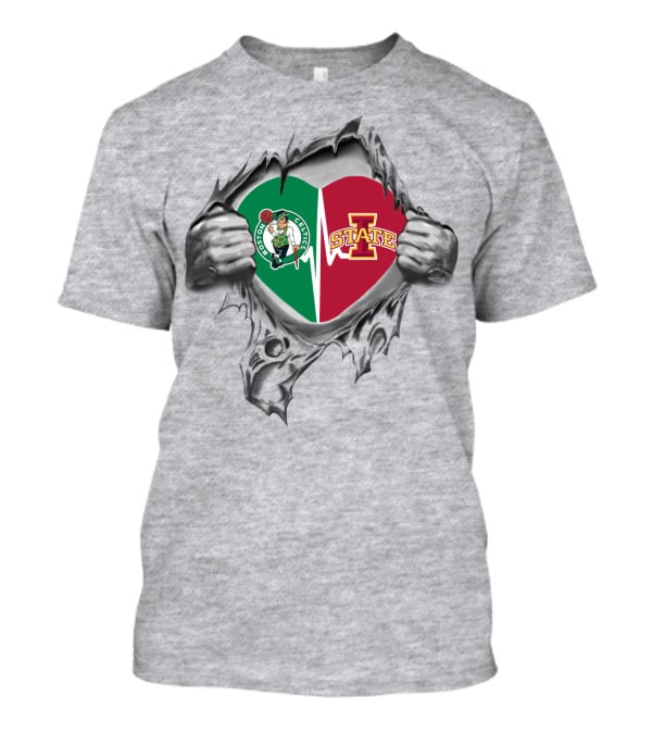 Boston Celtics Iowa State Heart Rip T-Shirt