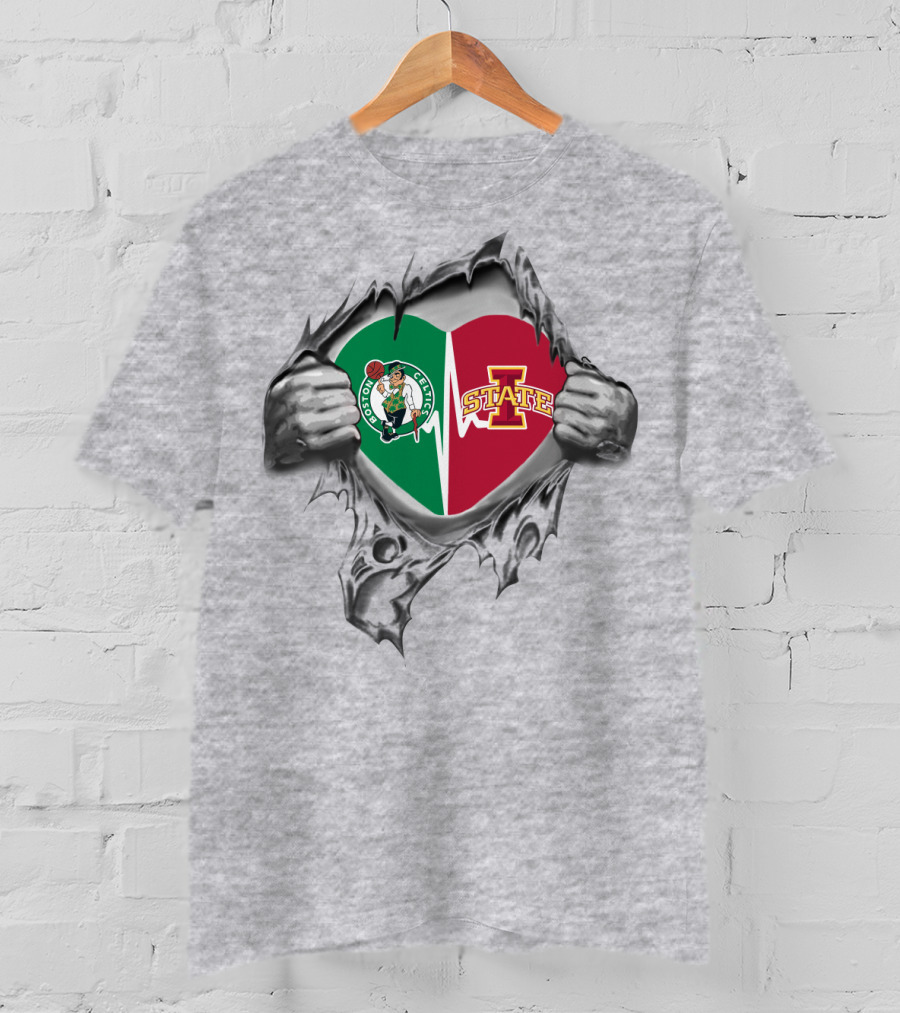 Boston Celtics Iowa State Heart Rip T-Shirt