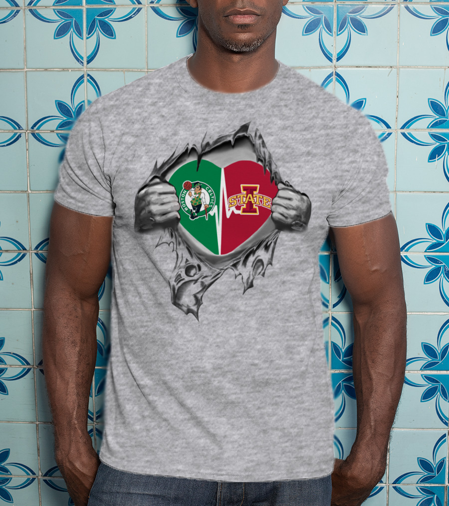 Boston Celtics Iowa State Heart Rip T-Shirt