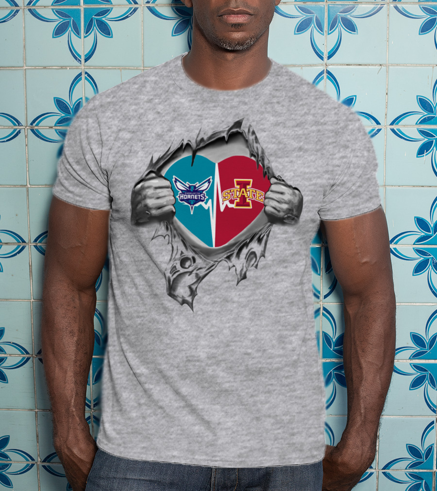 Hornets Heart Torn Iowa State T-Shirt