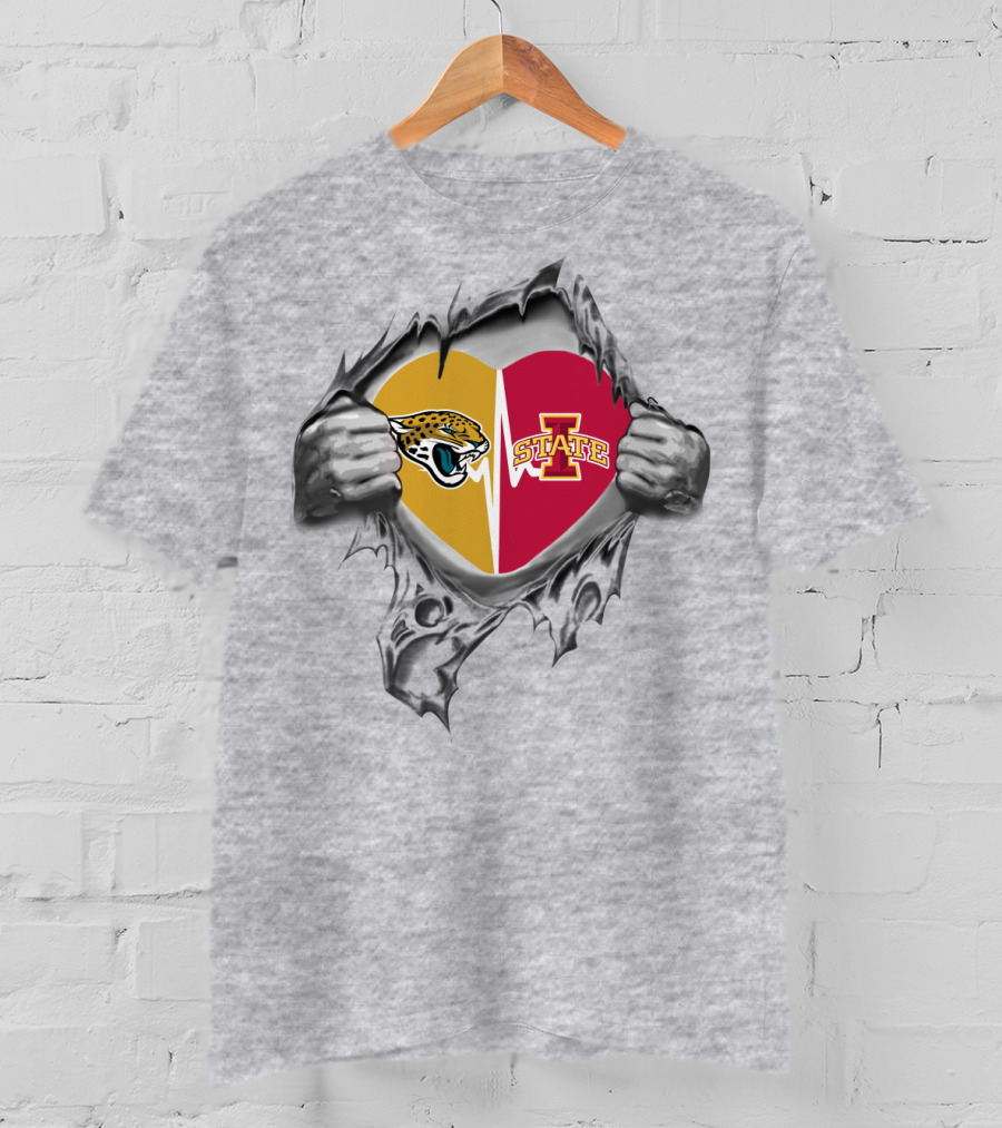 Iowa State Cyclones Jacksonville Jaguars Heart T-Shirt