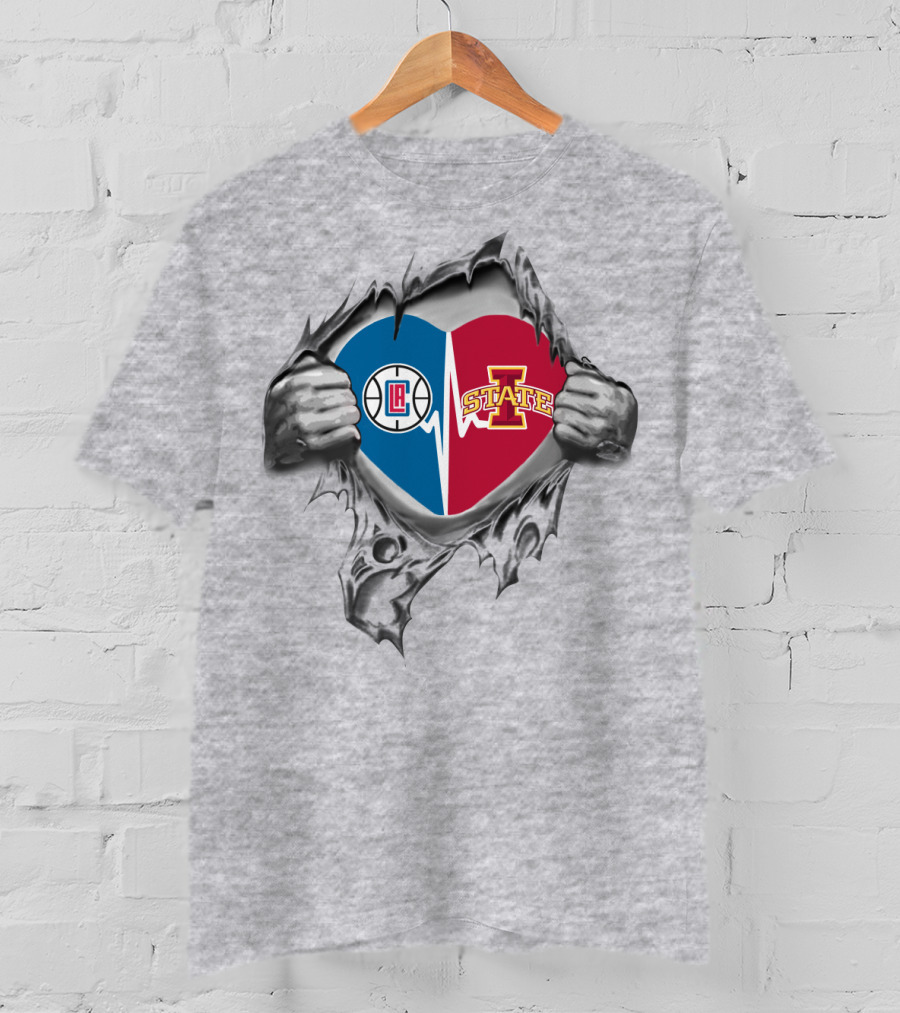 Iowa State LA Clippers Heart Ripped T-Shirt