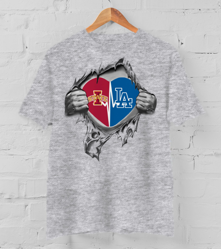 Iowa State LA Dodgers Heart Torn T-Shirt