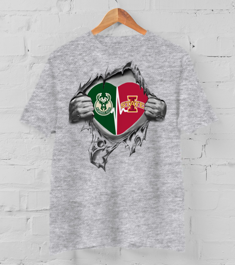 Milwaukee Bucks Iowa State Heart T-Shirt