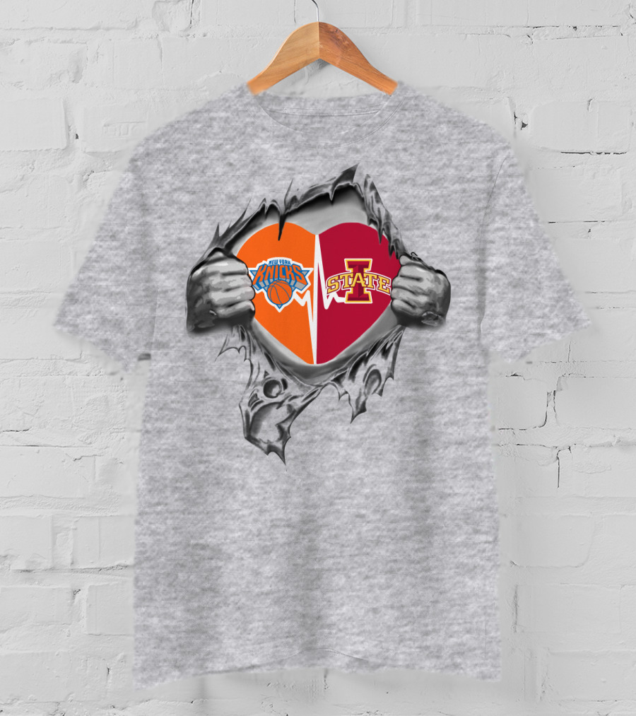 Iowa State Cyclones New York Knicks Heart Tear T-Shirt