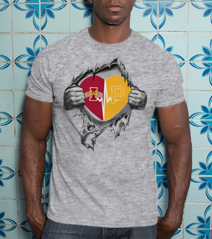 Iowa State Pittsburgh Pirates Heartbeat Split T-Shirt