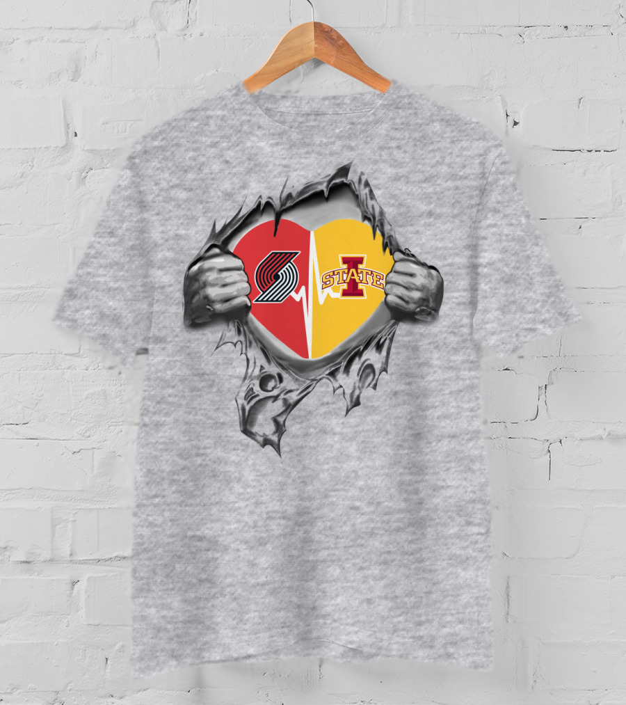 Iowa State Cyclones Portland Trail Blazers Split Heart T-Shirt