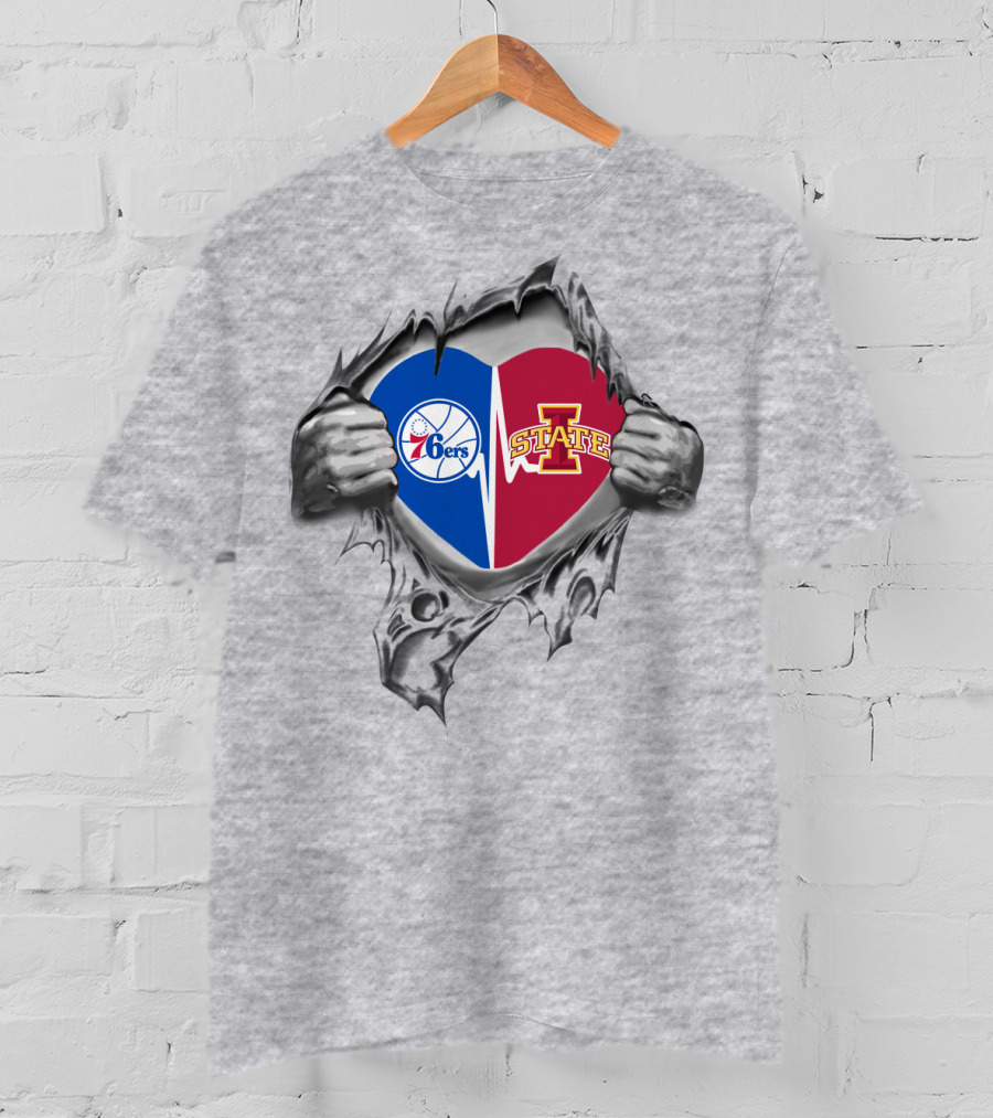 Philadelphia 76ers Iowa State Heart Logo Fusion T-Shirt