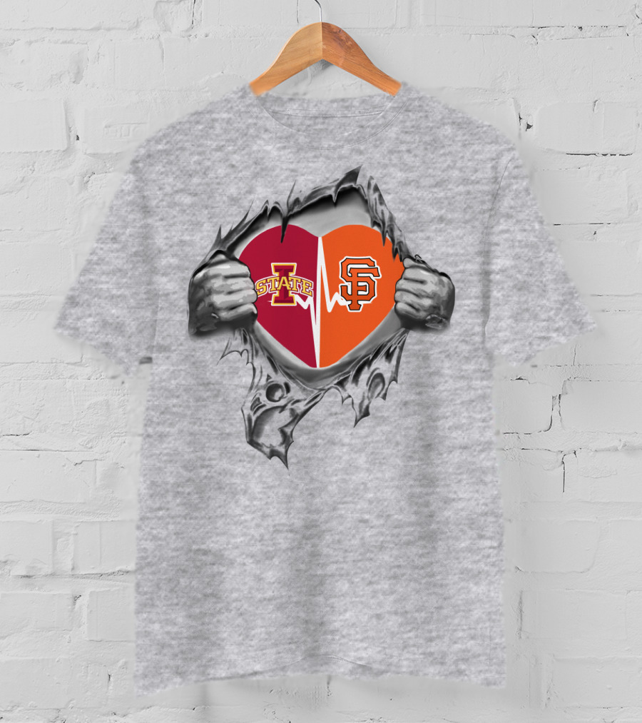 Iowa State Cyclones San Francisco Giants Split Heart T-Shirt