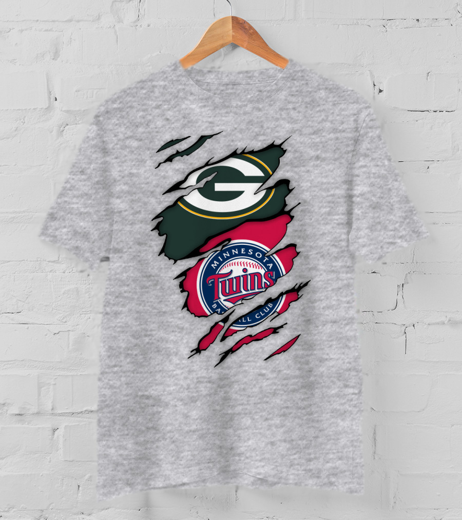 Minnesota Twins Baseball Club Green Bay Packers T-Shirt