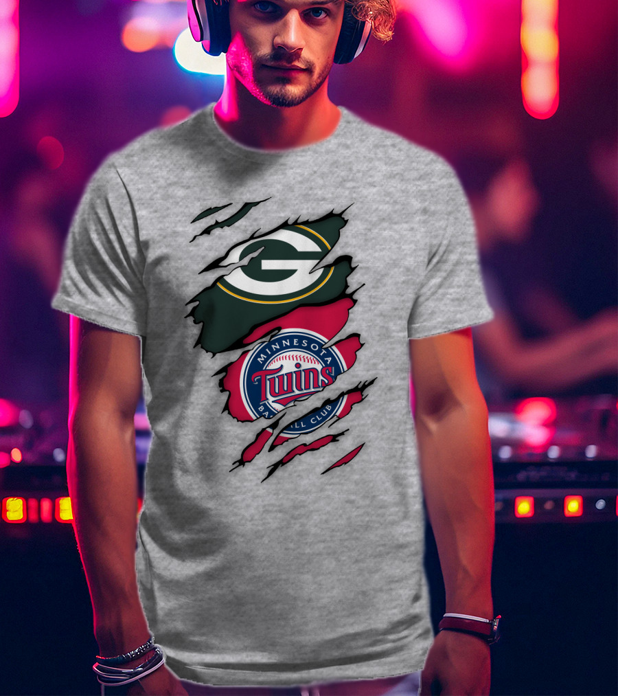 Minnesota Twins Baseball Club Green Bay Packers T-Shirt
