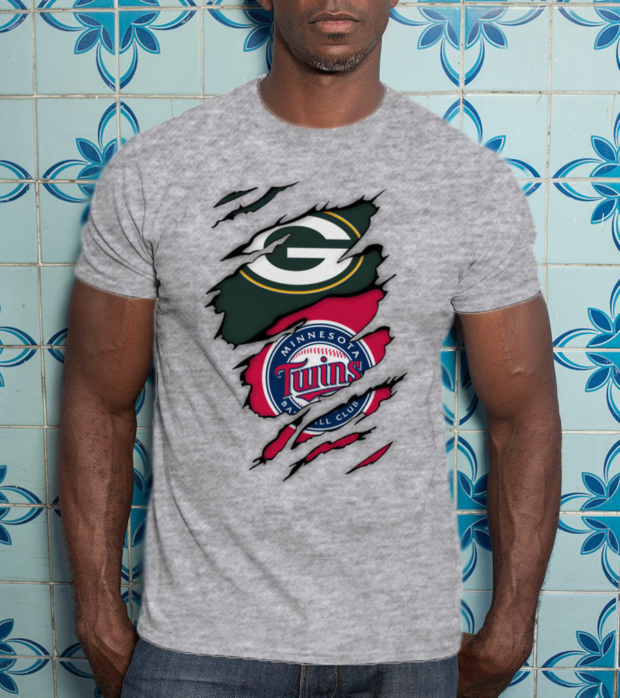 Minnesota Twins Baseball Club Green Bay Packers T-Shirt