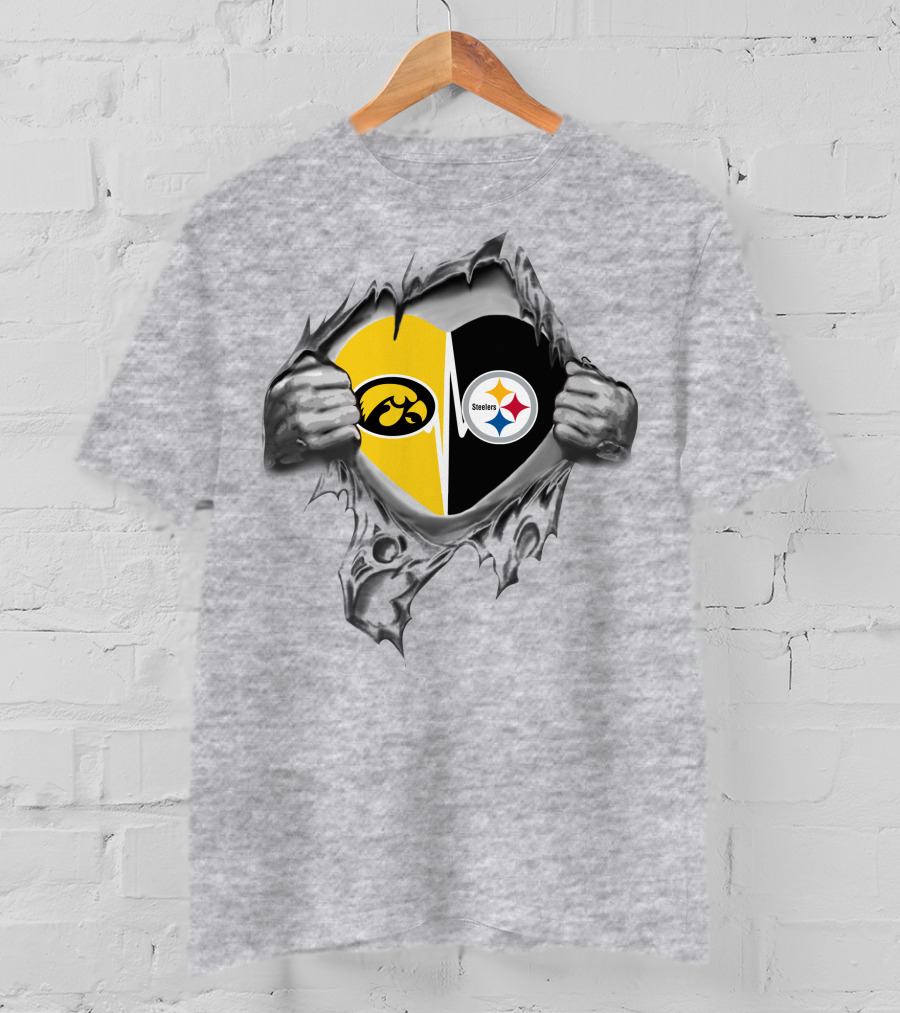 Pittsburgh Steelers Iowa Hawkeyes Heart T-Shirt