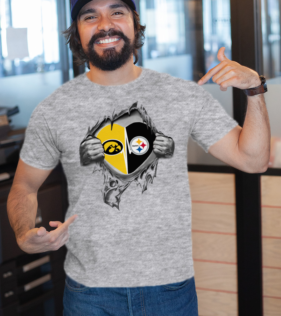 Pittsburgh Steelers Iowa Hawkeyes Heart T-Shirt