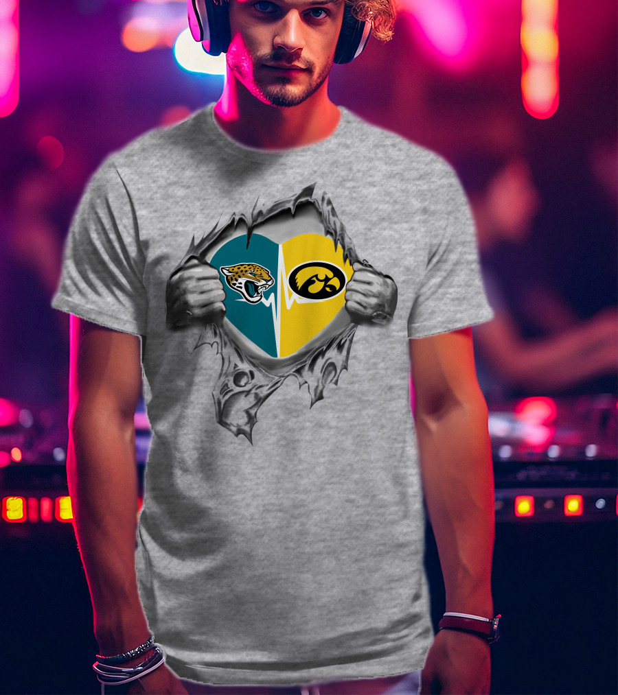 Jacksonville Jaguars Hawkeyes Heart Tear T-Shirt