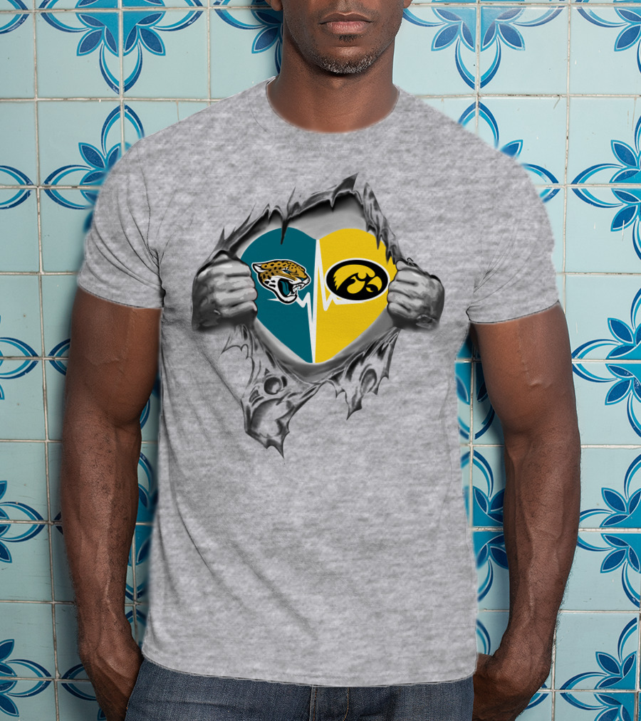 Jacksonville Jaguars Hawkeyes Heart Tear T-Shirt