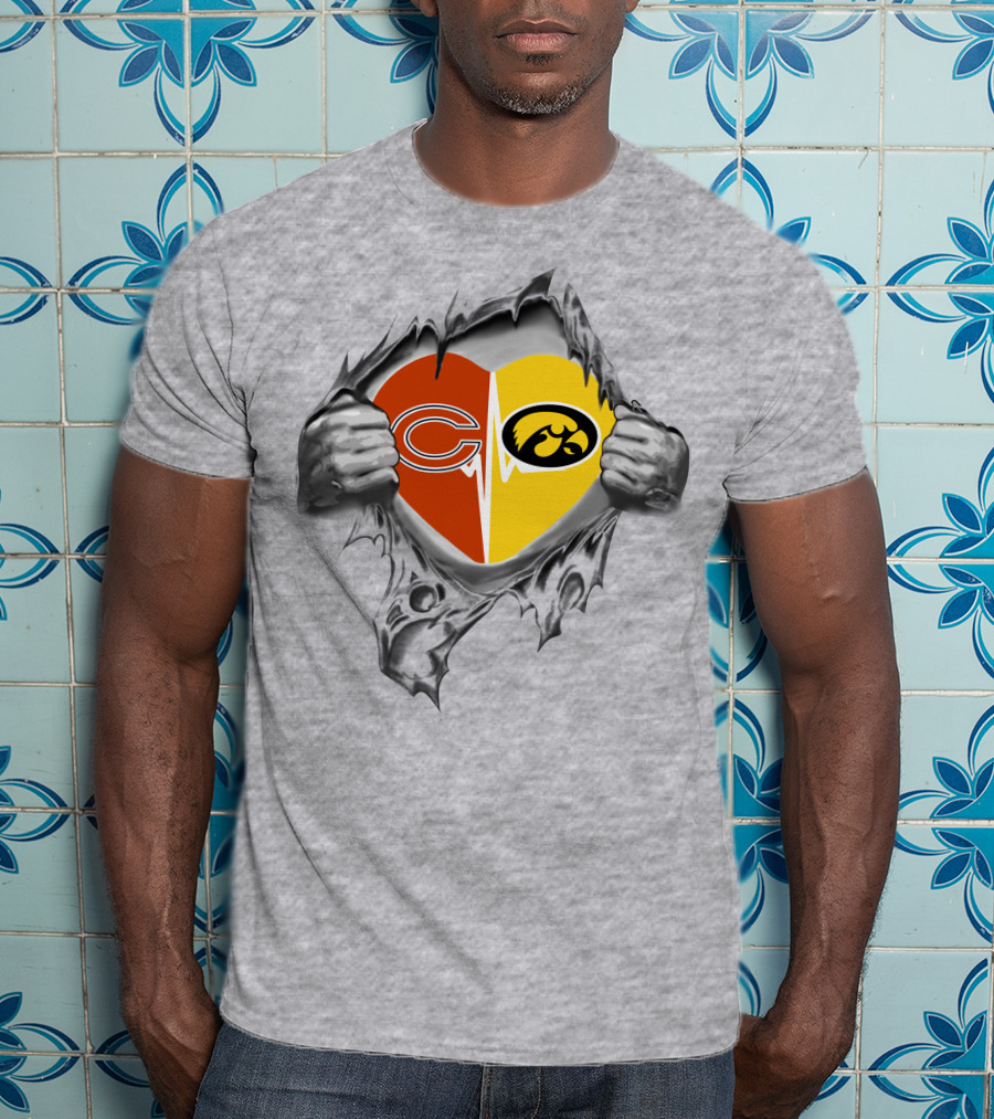 Chicago Bears Iowa Hawkeyes Heart T-Shirt