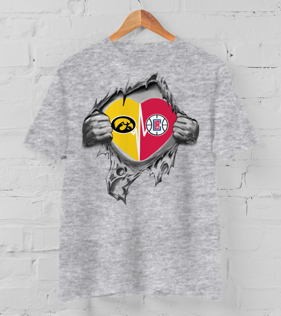 '73 Front LA Clippers Hawkeyes Heartbeat T-Shirt