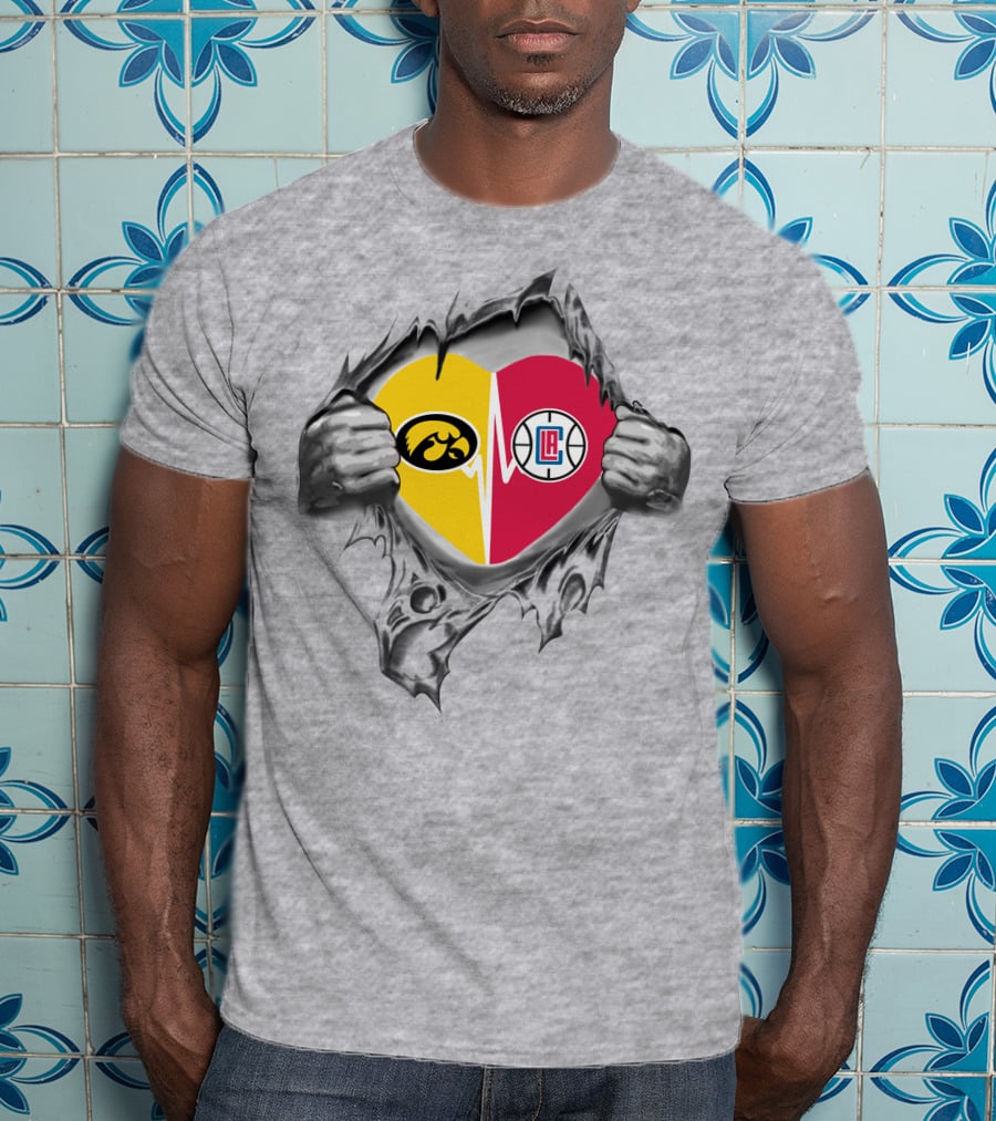 '73 Front LA Clippers Hawkeyes Heartbeat T-Shirt