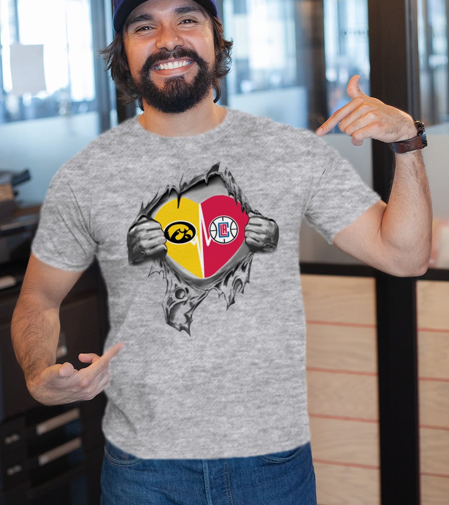 '73 Front LA Clippers Hawkeyes Heartbeat T-Shirt