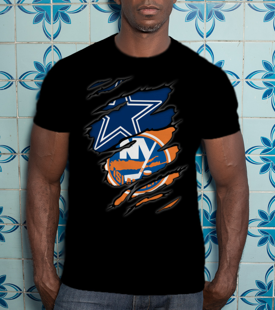 Dallas Cowboys New York Islanders Logo Mashup T-Shirt